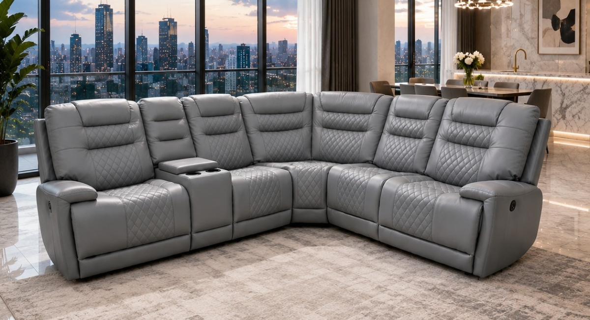 Arwen Black Leather Corner Power Recliner Arwen Black Leather Corner Power Recliner